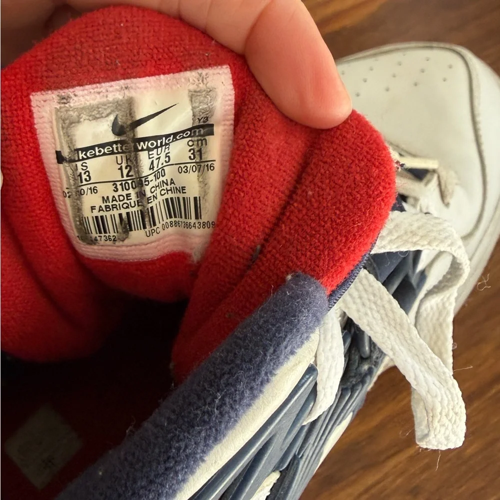 Nike Air Force 180 High Top Sneakers White Navy Red Size 13 Men Retro - Picture 8 of 8